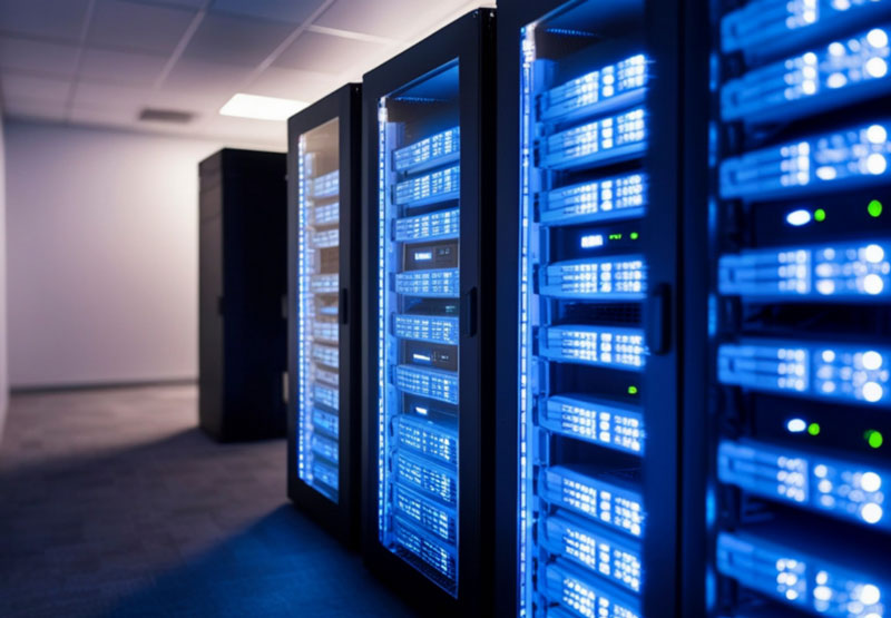 rack of servers in a data center