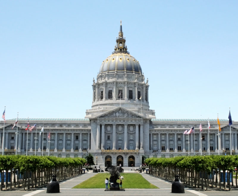 Wide angle shot of the White House