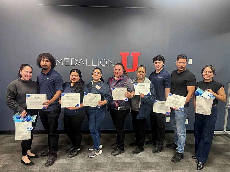 Janitorial supervisor staff receiving their ISSA supervisor certifications