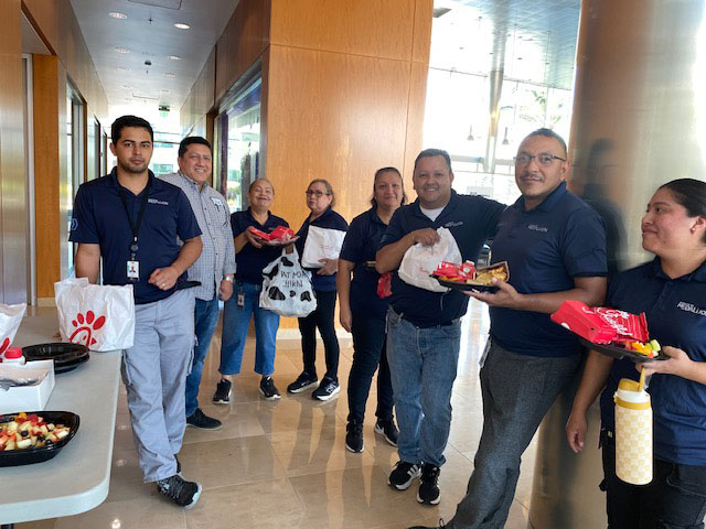 Service by Medallion janitorial field staff receiving lunch