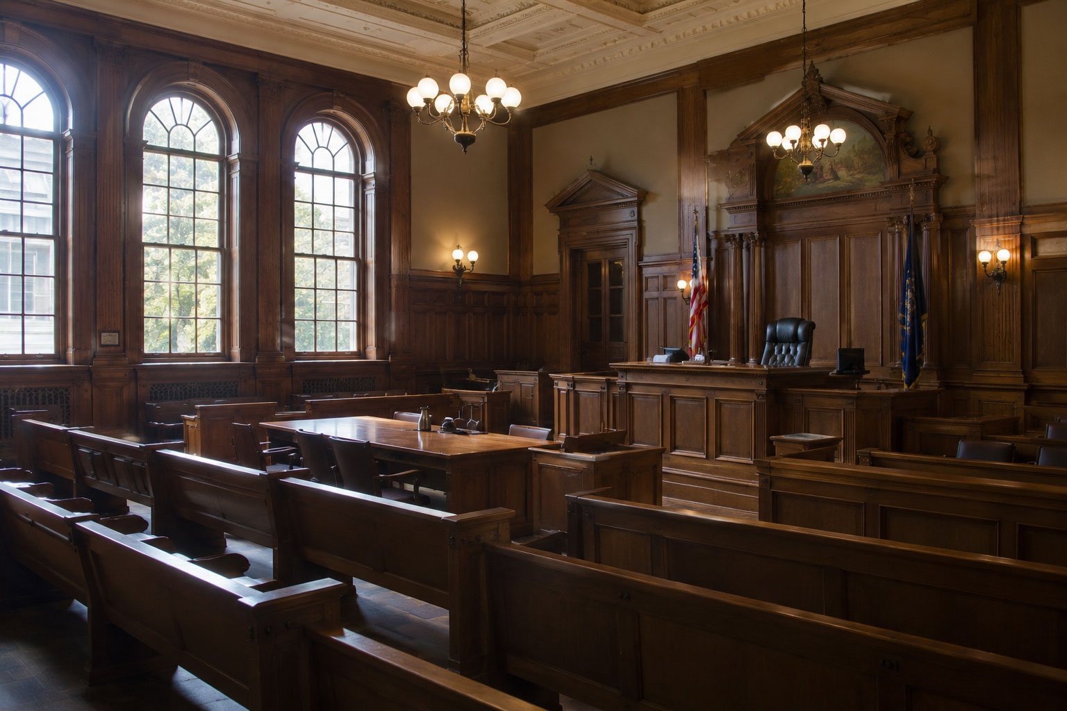 interior of an empty courtroom