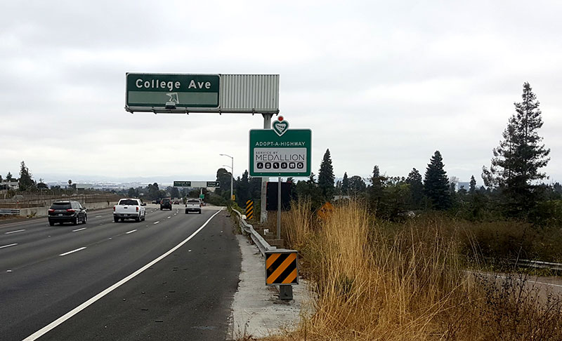 Adopt-a-Highway sign featuring Service by Medallion's logo
