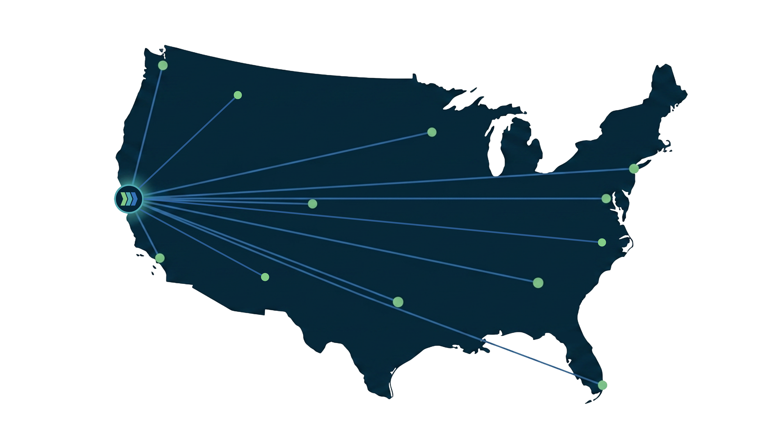 Map of the United States showing Service by Medallion's service areas